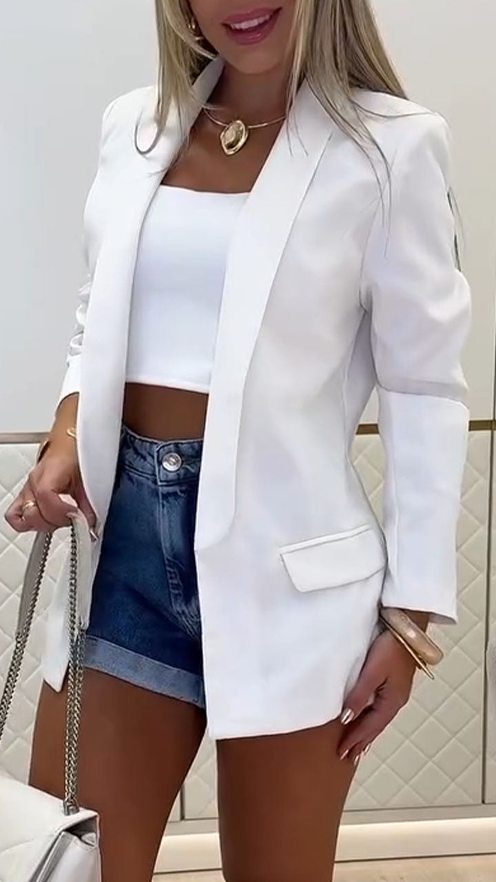 Veste de costume décontractée à revers pour femme