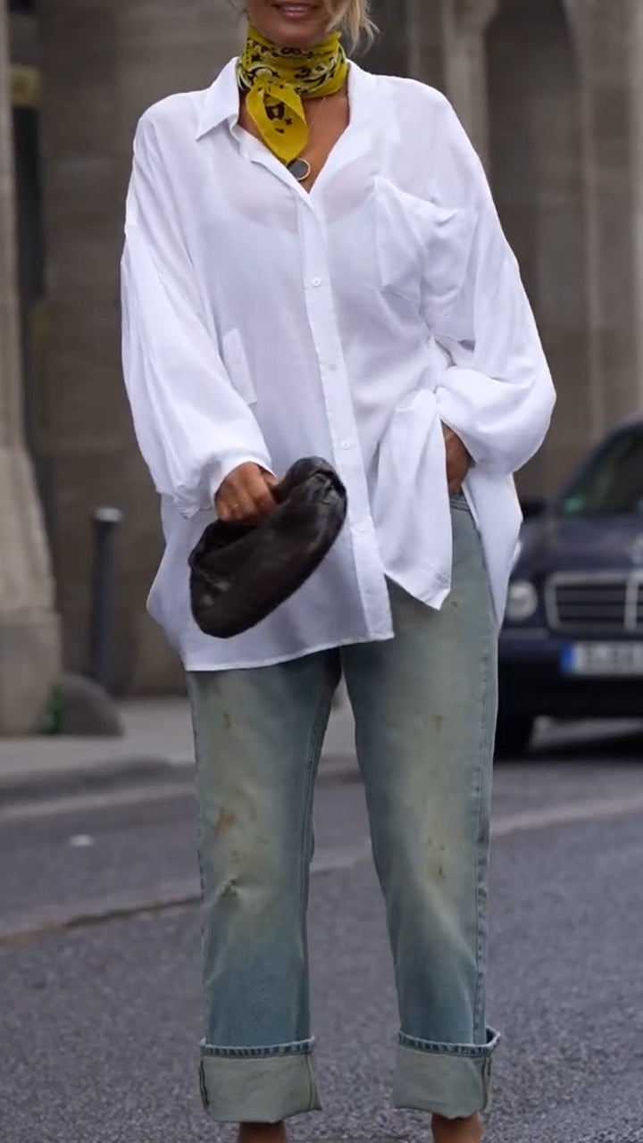 Chemisier et pantalon amples à col pour femme