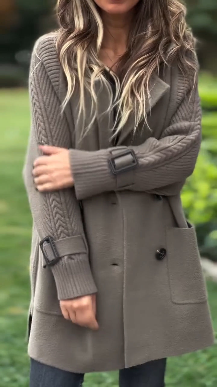 Manteau décontracté avec col et empiècements pour femme