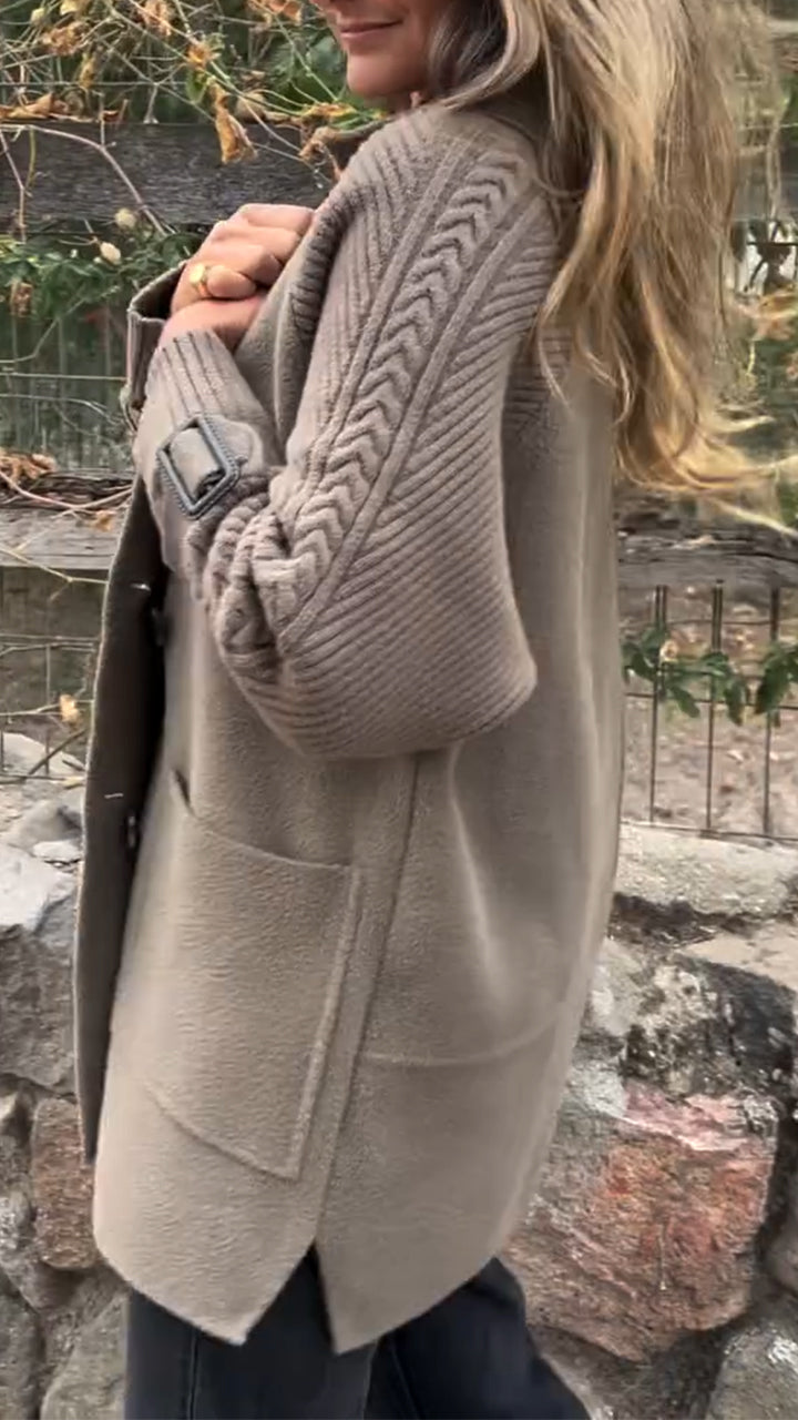 Manteau décontracté avec col et empiècements pour femme