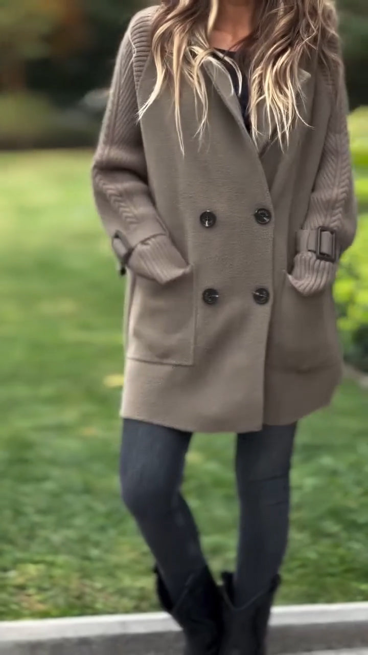 Manteau décontracté avec col et empiècements pour femme