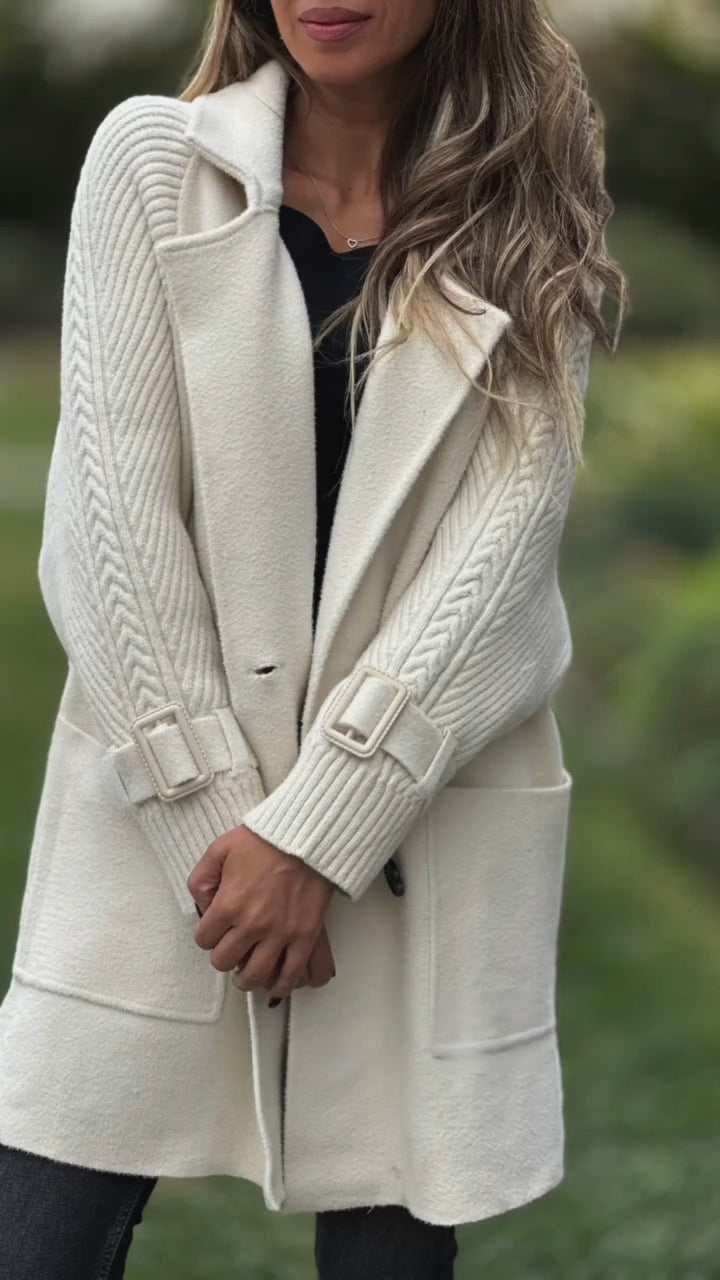 Manteau décontracté avec col et empiècements pour femme