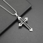 Collier Hip Hop Homme Pendentif Croix en Alliage Style Urbain