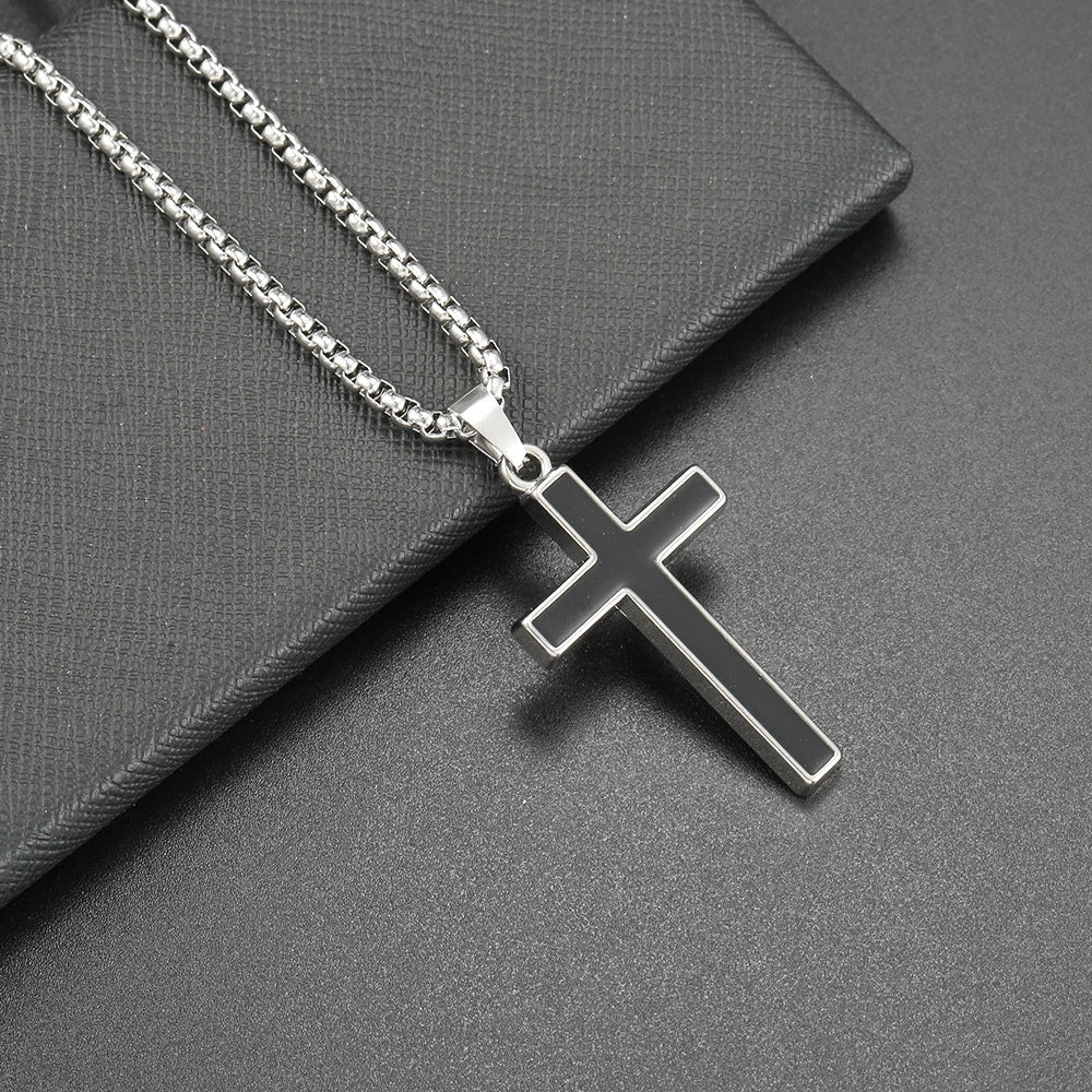 Collier Hip Hop Homme Pendentif Croix en Alliage Style Urbain
