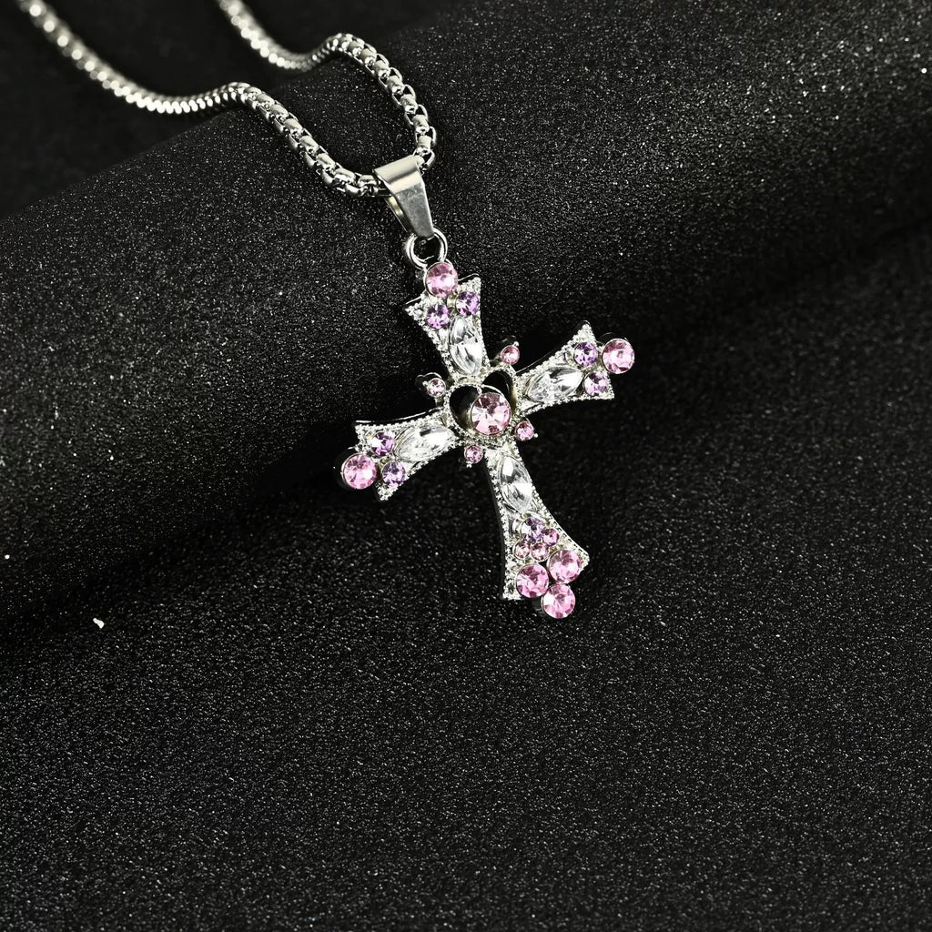 Collier Hip Hop Homme Pendentif Croix en Alliage Style Urbain