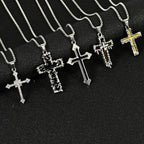 Collier Hip Hop Homme Pendentif Croix en Alliage Style Urbain