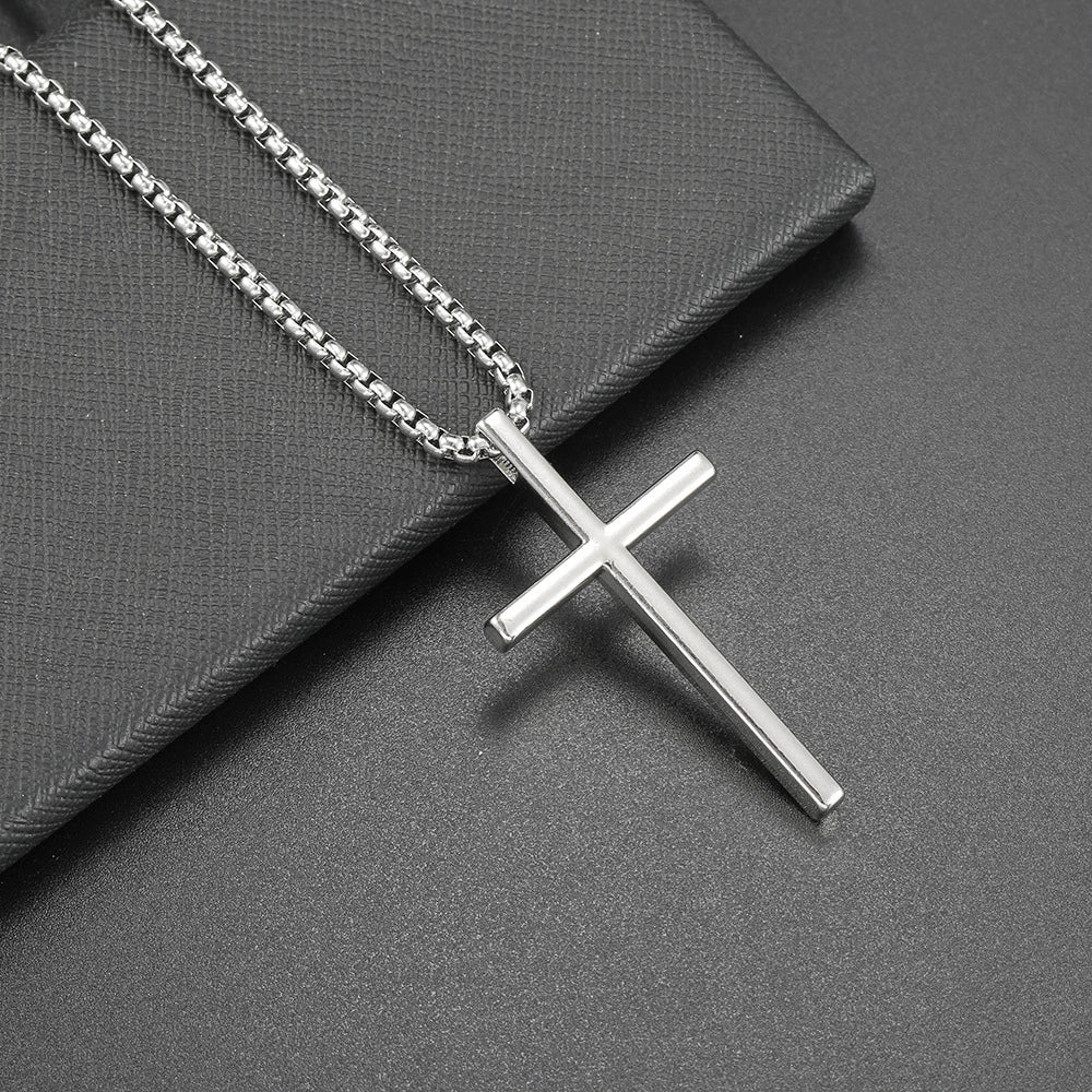 Collier Hip Hop Homme Pendentif Croix en Alliage Style Urbain
