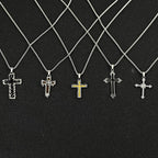 Collier Hip Hop Homme Pendentif Croix en Alliage Style Urbain