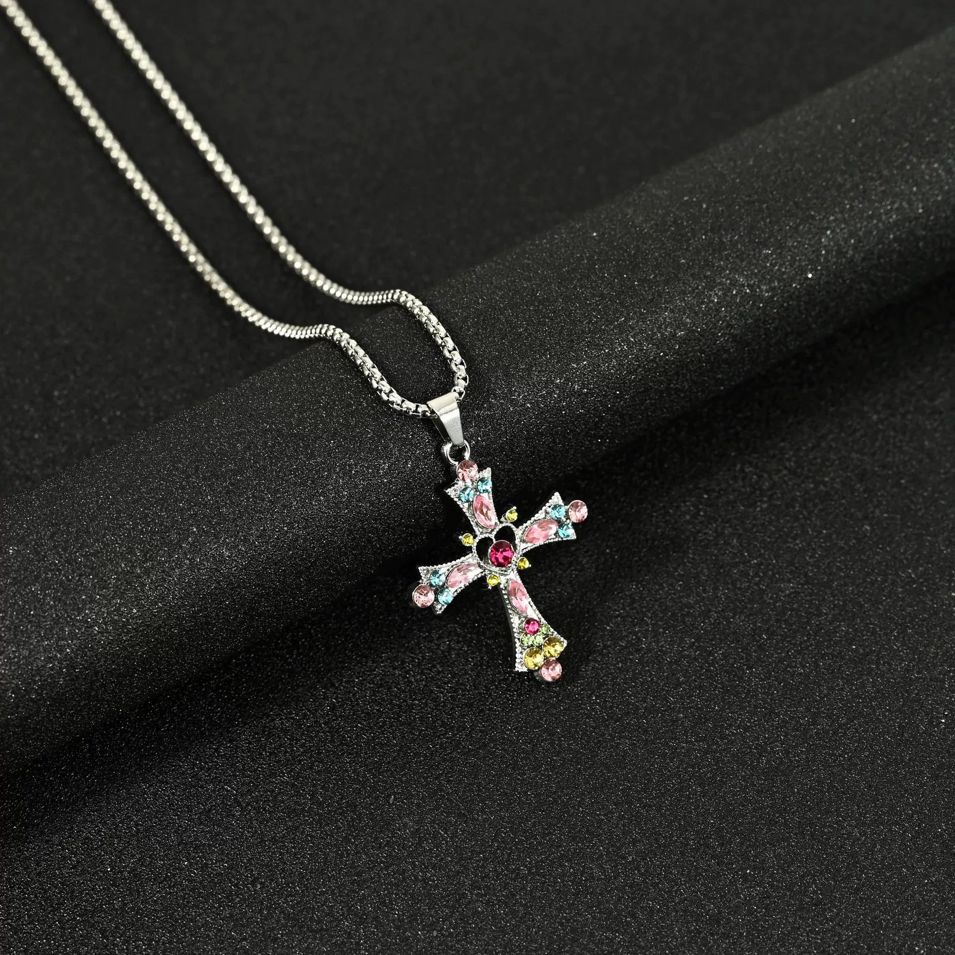 Collier Hip Hop Homme Pendentif Croix en Alliage Style Urbain