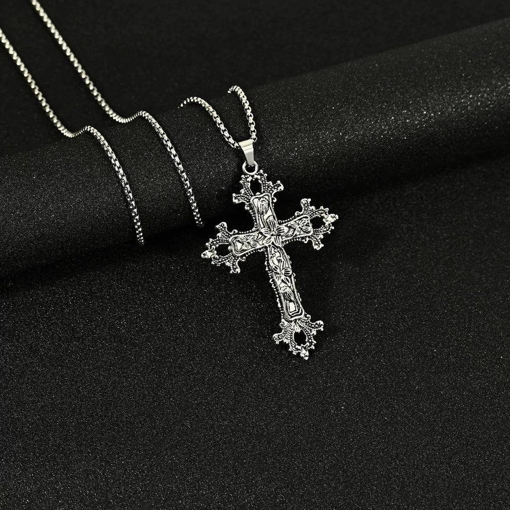 Collier Hip Hop Homme Pendentif Croix en Alliage Style Urbain
