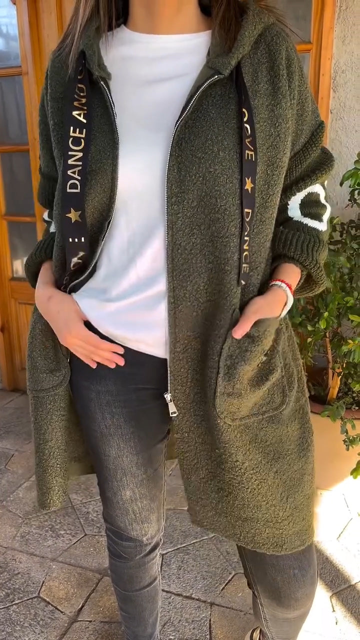 Manteau décontracté à capuche et cordon de serrage pour femme
