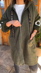Manteau décontracté à capuche et cordon de serrage pour femme