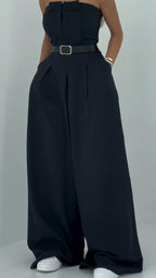 Ensemble de travail deux pièces avec combinaison bustier et veste pour femme