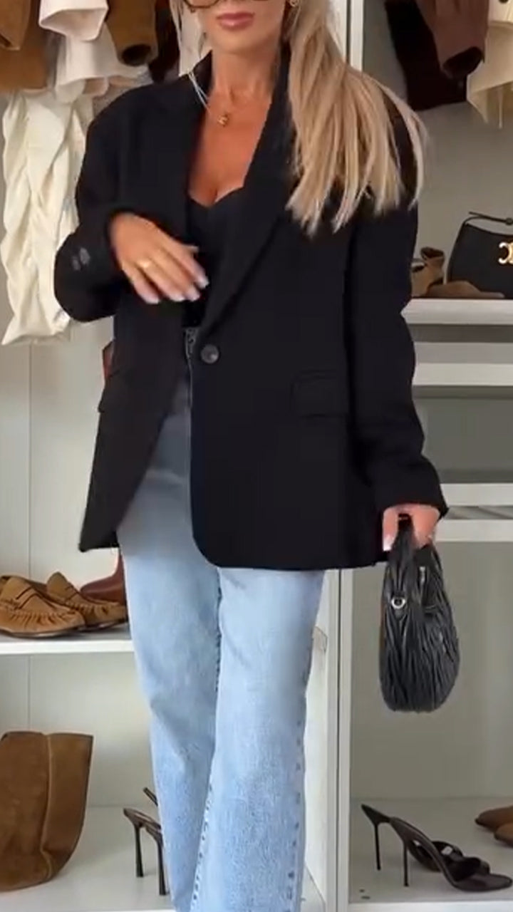 Veste de blazer unie pour femmes, style décontracté et élégant