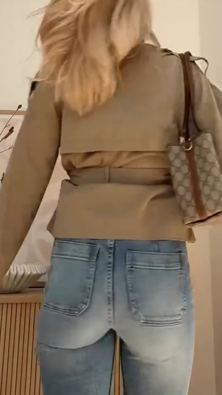 Veste décontractée croisée à col roulé et tempérament pour femme