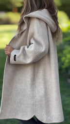 Manteau décontracté à capuche et col rond pour femme