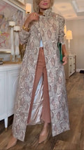 Manteau décontracté femme à revers imprimé et coupe élégante