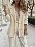 Manteau décontracté double boutonnage à revers pour femme
