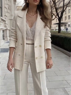 Manteau décontracté double boutonnage à revers pour femme