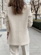 Manteau décontracté double boutonnage à revers pour femme