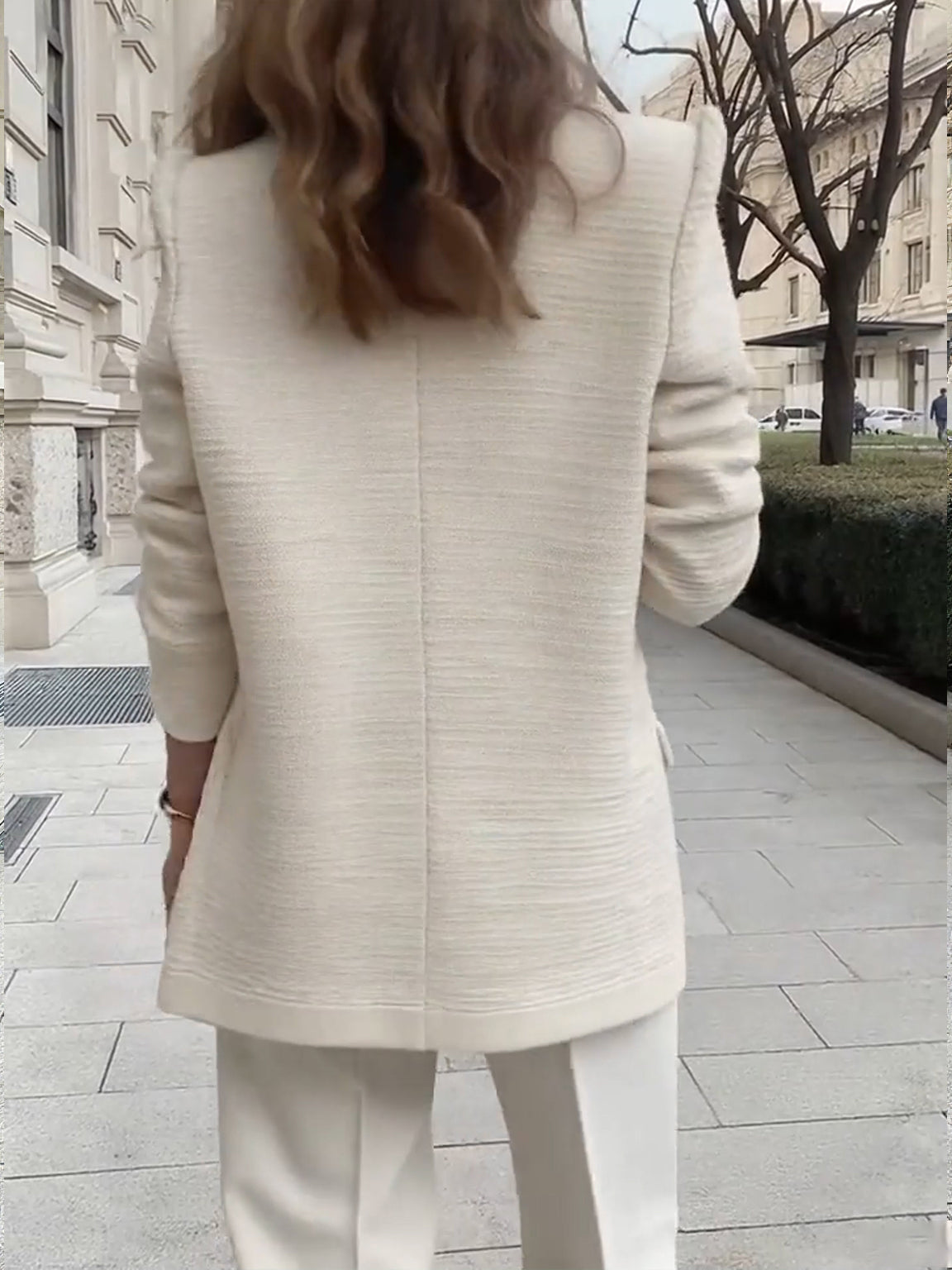 Manteau décontracté double boutonnage à revers pour femme