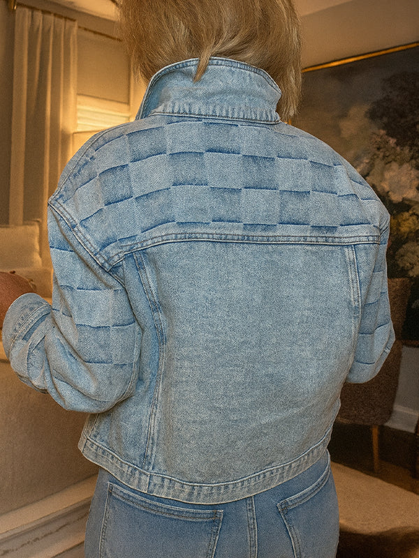 Veste en jean décontractée à revers pour femme