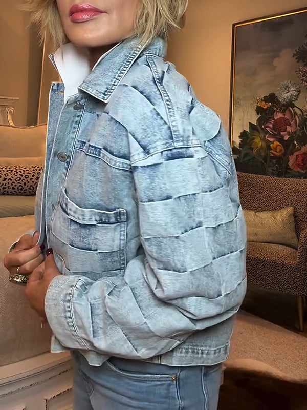 Veste en jean décontractée à revers pour femme