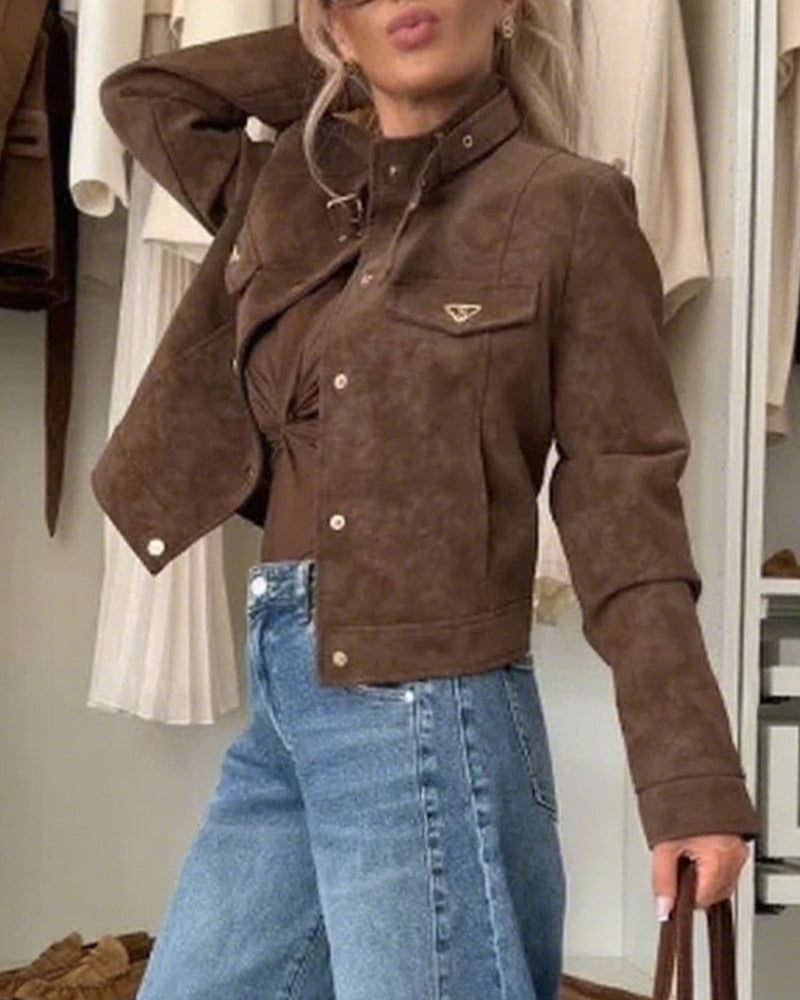 Veste décontractée avec revers élégants pour femmes