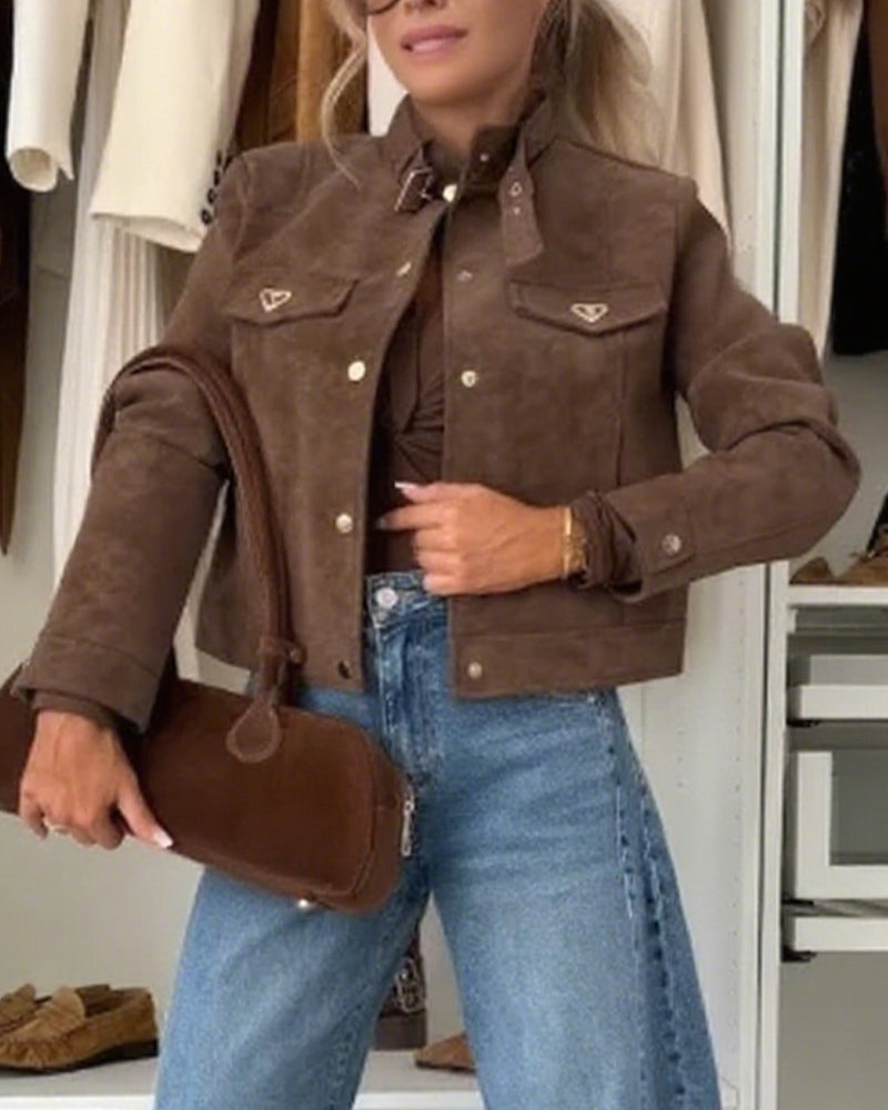 Veste décontractée avec revers élégants pour femmes