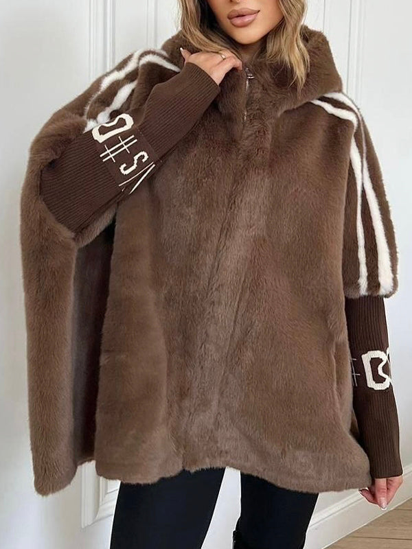 Manteau Décontracté à Capuche et Rayures Verticales pour Femme