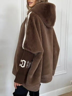 Manteau Décontracté à Capuche et Rayures Verticales pour Femme