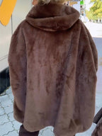Manteau Décontracté à Capuche et Rayures Verticales pour Femme