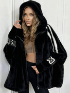 Manteau Décontracté à Capuche et Rayures Verticales pour Femme
