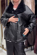 Veste polaire réversible en peluche décontractée pour femme avec cordon de serrage et motif lettre
