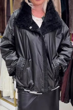 Veste polaire réversible en peluche décontractée pour femme avec cordon de serrage et motif lettre