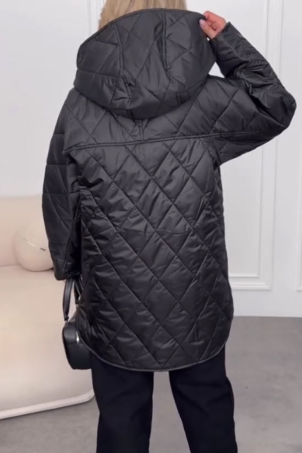 Veste imperméable chaude décontractée à capuche et boutonnage pour femme