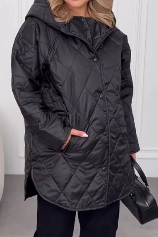 Veste imperméable chaude décontractée à capuche et boutonnage pour femme