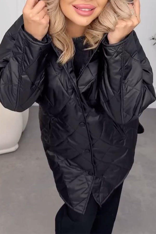 Veste imperméable chaude décontractée à capuche et boutonnage pour femme