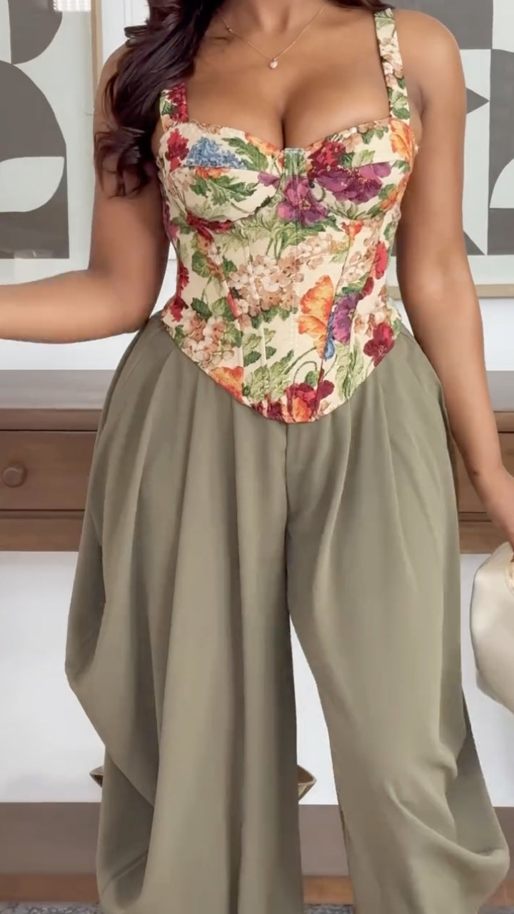 Ensemble décontracté débardeur et pantalon large pour femme
