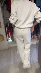 Ensemble décontracté à col rond et strass pour femme