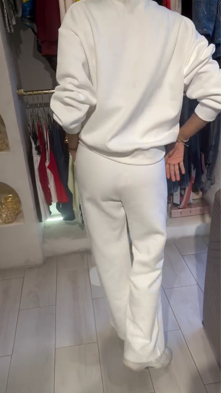 Ensemble décontracté à col rond et strass pour femme