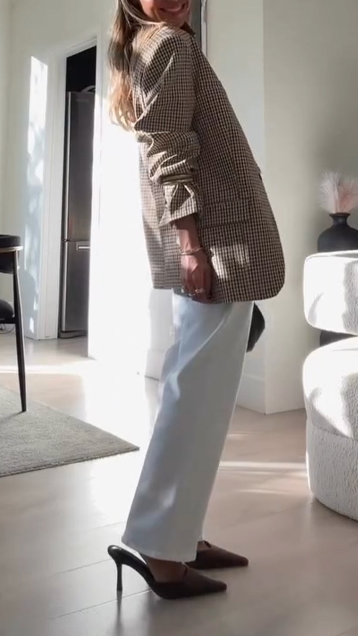 Veste de ville à carreaux avec col montant pour femme
