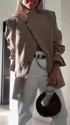 Veste de ville à carreaux avec col montant pour femme