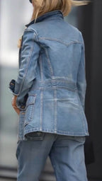 Veste en jean décontractée à col pour femme