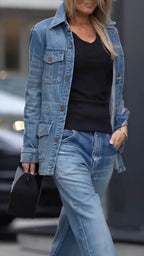 Veste en jean décontractée à col pour femme