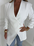 Veste trapèze asymétrique à col en V pour femme