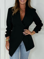 Veste trapèze asymétrique à col en V pour femme