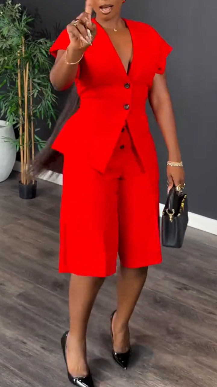 Ensemble décontracté veste col V et pantalon pour femme avec du tempérament