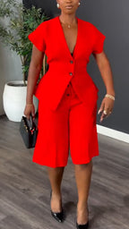 Ensemble décontracté veste col V et pantalon pour femme avec du tempérament