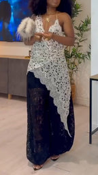Ensemble Décontracté Femme : Haut Long Irrégulier à Fines Bretelles + Pantalon